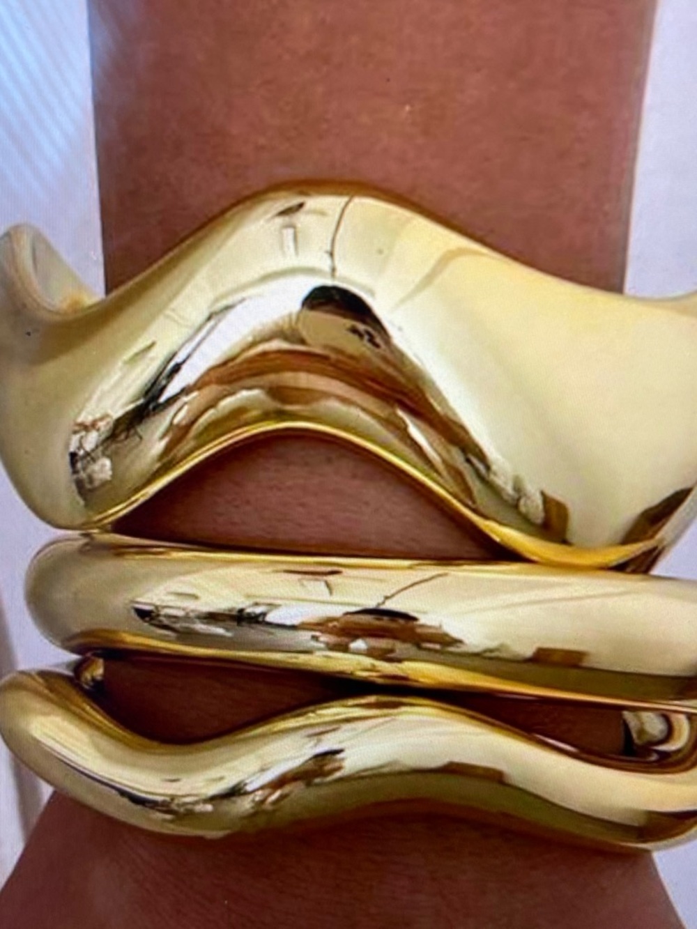 Sculptural Gold Wave Cuff Bracelet